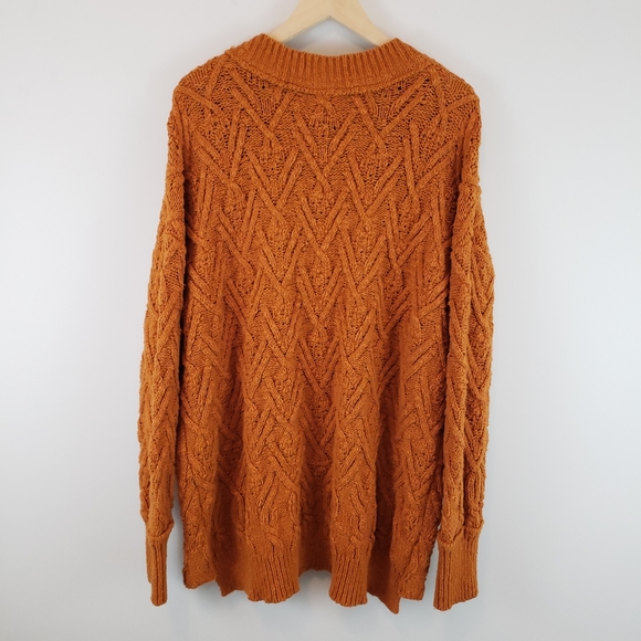 Free People Women's Montana Cable Knit Cardigan In Burnt Orange - Picture 6 of 9